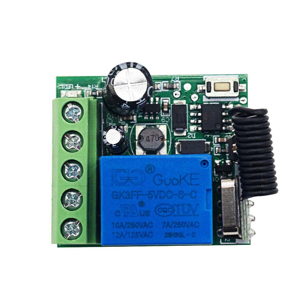 KR3001A RF 433MHz Remote control 1 channel Dry contact switch Wide voltage power supply DC 5v 9v 12v 24v 36v 48v 60v 10A relay 1ch