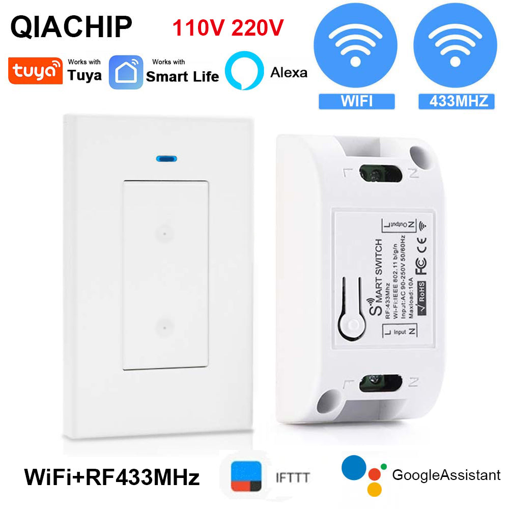 220V Mini Light Switch With Rf 433MHz Push Button Switch Wireless Remote  Control 10A Relay Module for Smart Home Lamp/LED OnOff