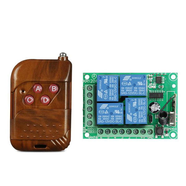 QIACHIP 433Mhz Universal Wireless Remote Control Switch DC12V 4CH relay Receiver Module and RF Transmitter 433 Mhz Remote Controls KR1204&KT02/KT01