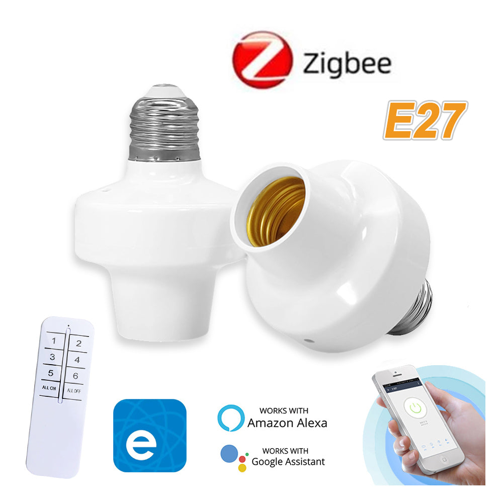 QIACHIP Remote Control Light Lamp Socket E26 E27 Bulb Base Holder, Wireless  Light Switch Kit with Timer