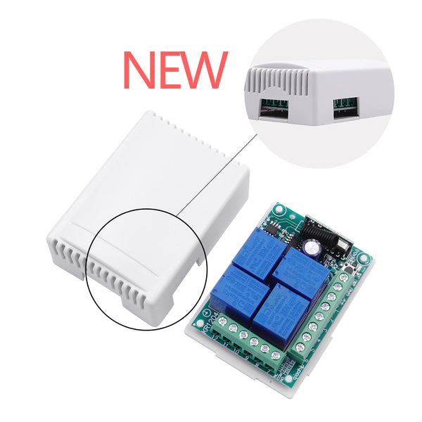 QIACHIP 433Mhz Wireless Remote Control Switch DC 12V 4 CH Relay Receiver Module + RF learning code remote control Transmitter 433Mhz For Garage Door Opener KR1204+2pcs KT16