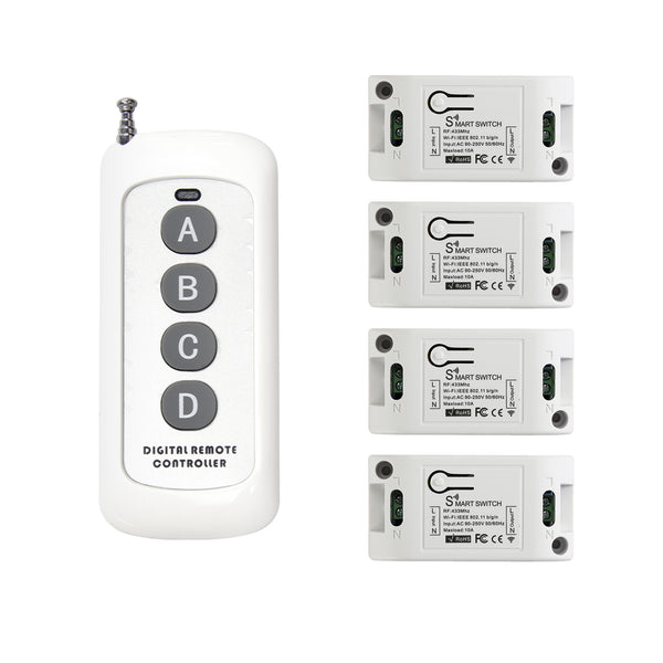 QIACHIP Best WiFi Smart Switch Wireless Remote Control Light Timer Relay Switches 110V 220V Home Automation Module with KT1004 Pair with KT1004&KR2201W