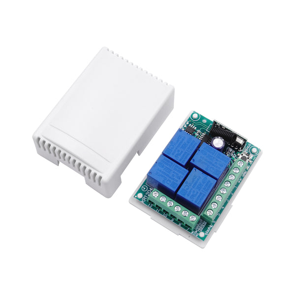 QIACHIP 433Mhz Wireless Remote Control Switch DC 12V 4 CH Relay Receiver Module + RF learning code remote control Transmitter 433Mhz For Garage Door Opener KR1204+2pcs KT16