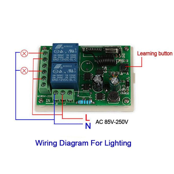 QIACHIP Wireless 433 MHz Remote Control Switch AC 220V 2 CH Wall Transmitter Remote Control Switch RF Relay Receiver Light Switch WP8601&KR2202