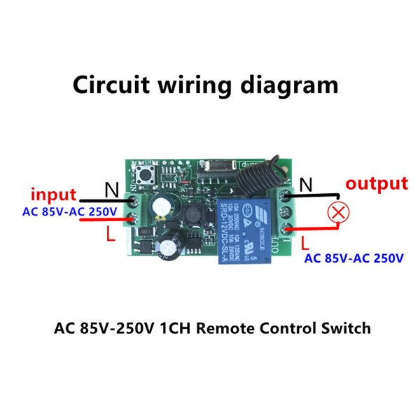 QIACHIP 433Mhz Universal Wireless Remote Control Switch AC 85V ~ 250V 110V 220V 1 Channel Relay Receiver Module and RF 433 Mhz Remote Controls KR2201-4/KT05