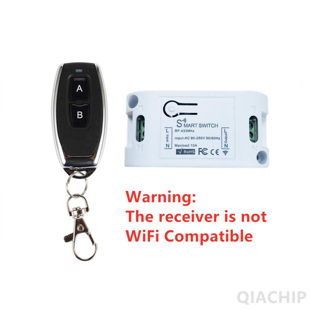 QIACHIP Wireless 433 MHz Remote Control Switch AC 220V 2 CH Wall Trans