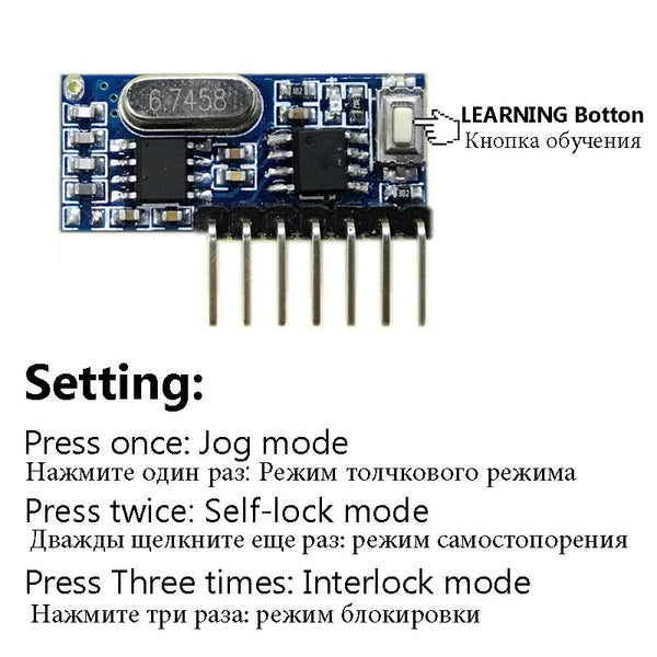 QIACHIP RF 433 mhz transmitter 4 button remote control and receiver circuit module kit fixed ev1527 decoding learning code 4CH output with learning diy RX480E-4A &KT16/KT01/KT02