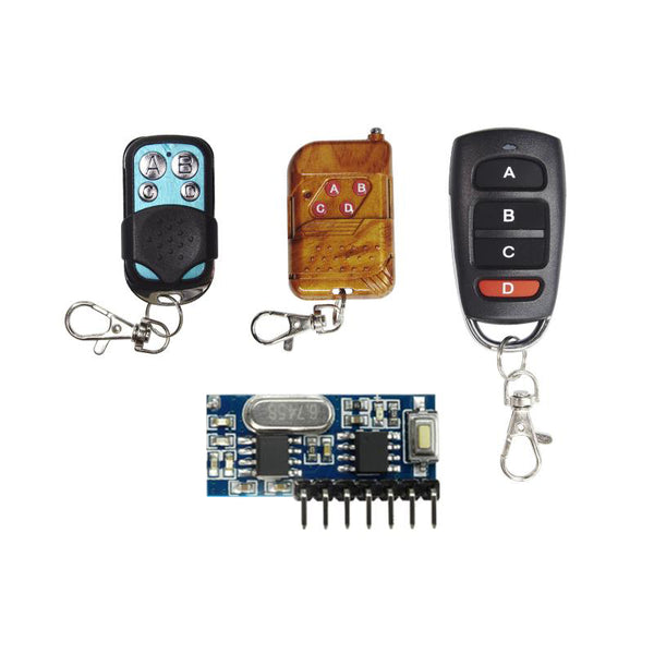 QIACHIP RF 433 mhz transmitter 4 button remote control and receiver circuit module kit fixed ev1527 decoding learning code 4CH output with learning diy RX480E-4A &KT16/KT01/KT02