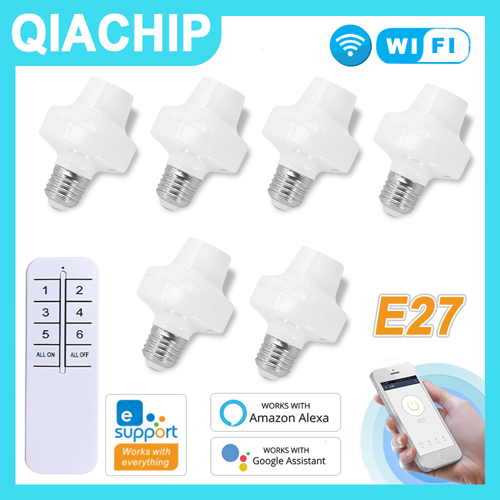 WiFi Smart Lamp Holder Remote Control Light Socket E26 E27 Bulb Socket Adapter, Ewelink App Remote Timing, Compatible with Alexa and Google(Wi-Fi +