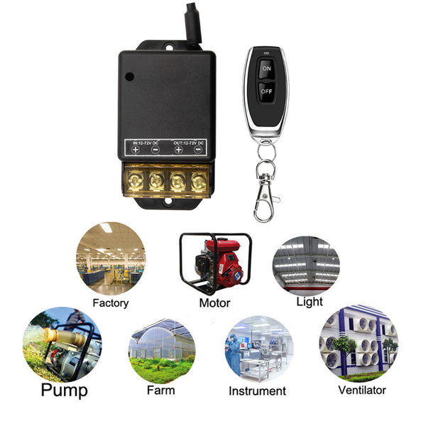 Universal 433Mhz Remote Control Wireless Switch DC 12V 24V 72V 30A remote relay on off use for Smart home appliances Light KR7001
