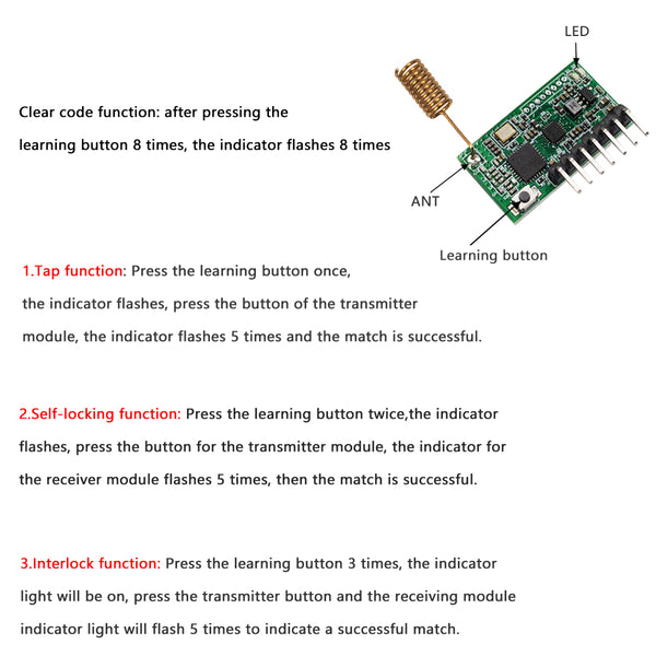 RX480E-868 FSK RF Remote control receiver and Transmitter module 4CH High level output Long distance 100 200 up to 400 meters 868MHz DC 5V 12V 24V Integrated For Arduino Uno Module Smart Home DIY