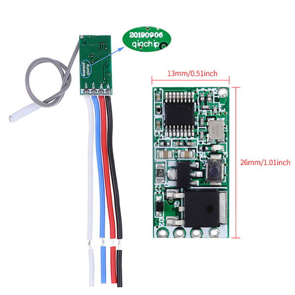 QIACHIP Mini Wireless Remote Control Switch 12V 3.7V 5V 24V Micro RF Receiver Small Module Led Lamp Lights switches & 433Mhz Transmitter KT05&QA-R-011