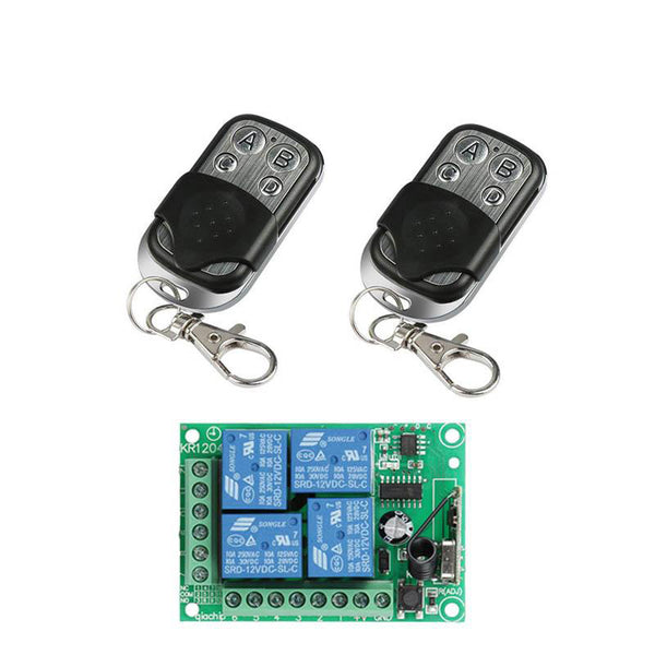 QIACHIP 433Mhz Wireless Remote Control Switch DC 12V 4 CH Relay Receiver Module + RF Transmitter 433 Mhz For Garage Door Opener KR1204&KT01