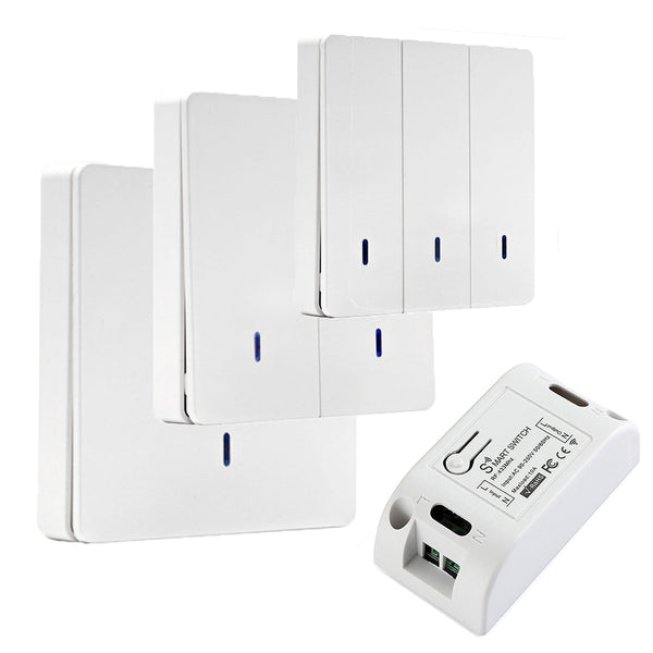QIACHIP WP8601&KR2201D | wirless wall panel light switch set |433 Mhz Wireless RF Wall Panel Transmitter/Reciver remote control Switches 110V 220V Home Automation  WP8601&KR2201D
