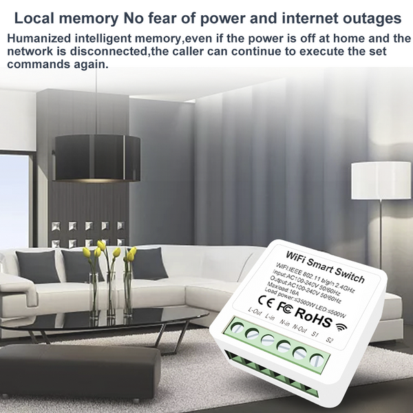 KR2301 Wifi Smart Switch Mini Type 16A Relay Compatible with Alexa And Google Home App for Remote Control, Voice Control, DIY Mode, Delay Function, LAN Control Without a Hub, 2-Way Smart Circuit Breaker, Ewelink Home Automation Timer Schedule.