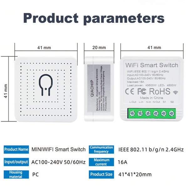 KR2301 Wifi Smart Switch Mini Type 16A Relay Compatible with Alexa And Google Home App for Remote Control, Voice Control, DIY Mode, Delay Function, LAN Control Without a Hub, 2-Way Smart Circuit Breaker, Ewelink Home Automation Timer Schedule.