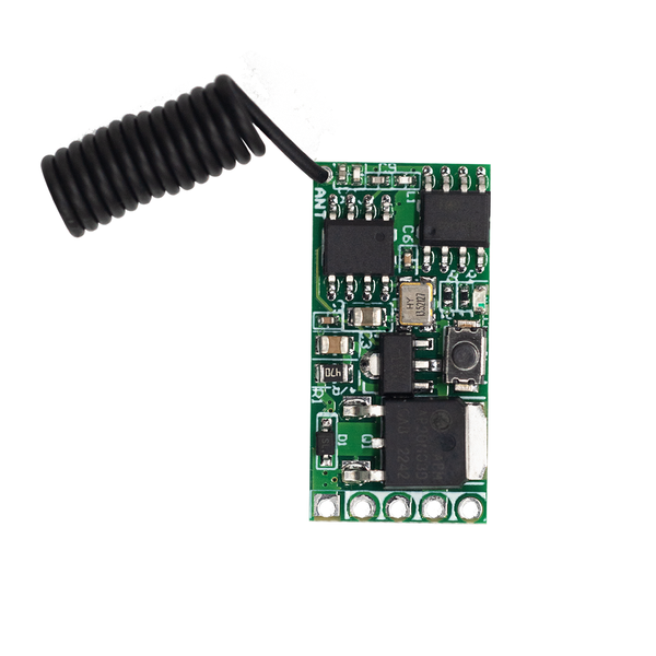 QA-R-019 QA-R-018 RF 433MHz Low-power RF receiver module with a current low as 200µA 1 channel output 2A load current 40W load power mini size remote control switch active contact Compatible voltage DC 3.6V 5V 12V 24V