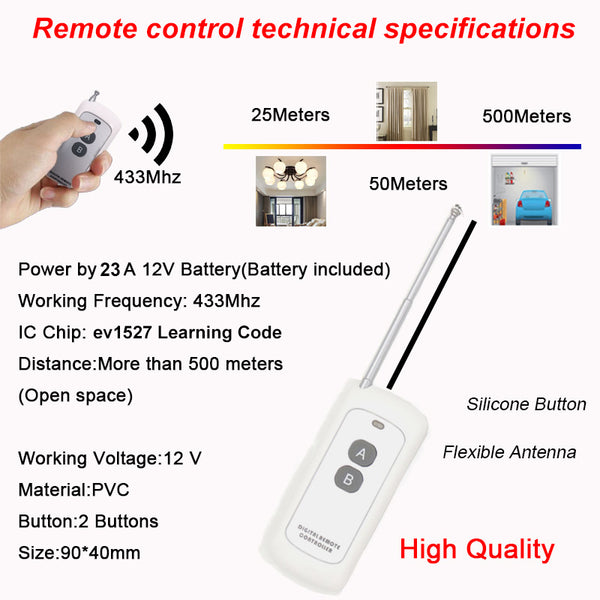 QIACHIP KT1006 KT1008 433MHz 6/8 Button EV1527 Code Remote Control Switch RF Transmitter Wireless Key for Smart Home Garage Door Opener