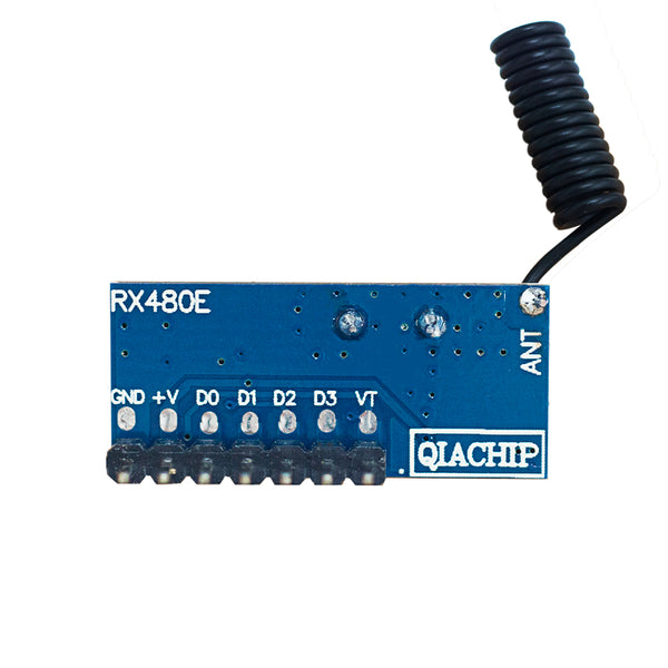 RX480E-4-ZZ 4CH straight headers not angled Pin 4 Channel RF Wireless receiver Module 433Mhz 1527 Learning Encoding Module For Light Relay Motor