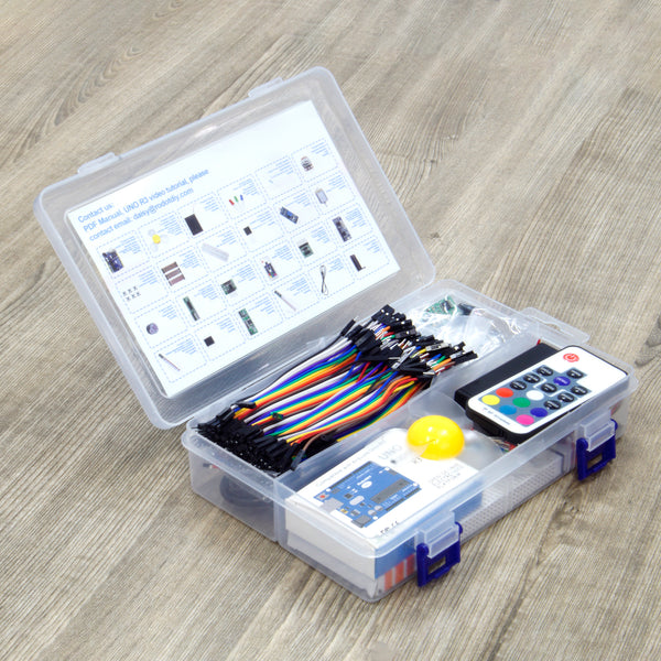 Arduino Development Board, RF 433MHz Wireless Transmitter Module, Receiver Module, Motor, Temperature and Humidity Sensor, Infrared Sensor Module Beginner Wireless Remote Control DIY Kit, Compatible with ARDUINO UNO R3