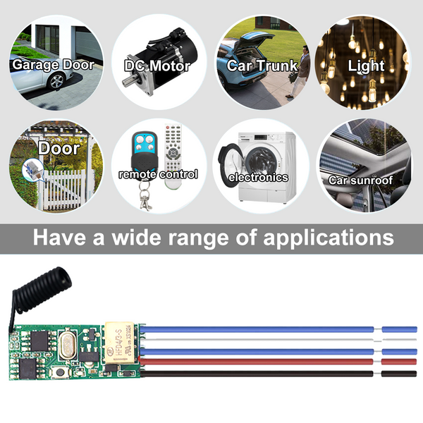 KR1201MINI2-V05B Mini Relay Remote control DC3V 5V 9V 12V 24V ALL compatible Dry contact 2A load current RF 433MHz Remote control switch