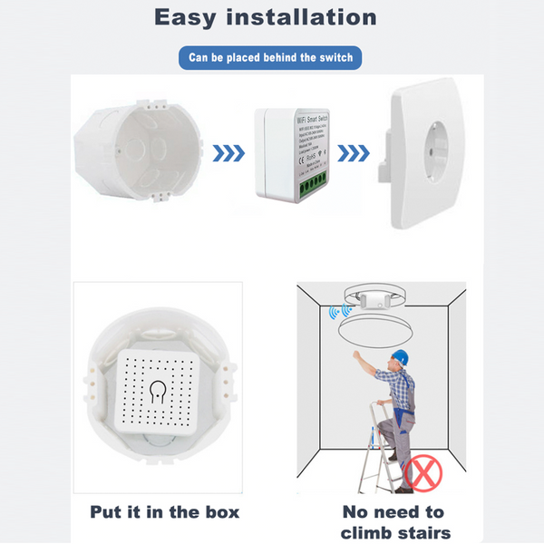 KR2301 Wifi Smart Switch Mini Type 16A Relay Compatible with Alexa And Google Home App for Remote Control, Voice Control, DIY Mode, Delay Function, LAN Control Without a Hub, 2-Way Smart Circuit Breaker, Ewelink Home Automation Timer Schedule.