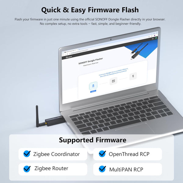 Sonoff ZBDongle-E Zigbee 3.0 USB Dongle Plus External Antenna Interface SMA Gateway Universal, Pre-Installed with Zigbee Firmware Based on EZNet 6.10.3 Coordinated Home Assistant or Zigbee2MQTT