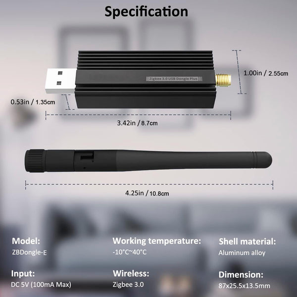 Sonoff ZBDongle-E Zigbee 3.0 USB Dongle Plus External Antenna Interface SMA Gateway Universal, Pre-Installed with Zigbee Firmware Based on EZNet 6.10.3 Coordinated Home Assistant or Zigbee2MQTT