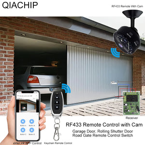 QIACHIP KT-CAM ewelink RF433 Remote control with cam forward and reverse motor switch DC 5V 9V 12V 36V 48V 60V 2 Channel 10A relay Garage doors, roller shutters, electric curtains, DC motors controller,wifi remote control transmitter and Received