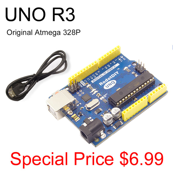 QIACHIP UNO R3 original atmega 328 Board ATmega328P with USB Cable(Arduino-Compatible) for Arduino | Compatible with Arduino IDE Projects, 32KB Flash Memory, 16Mhz Clock Speed, 14 Digital I/O Pins, RoHS Compliant
