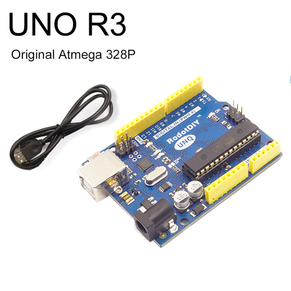 QIACHIP UNO R3 original atmega 328 Board ATmega328P with USB Cable(Arduino-Compatible) for Arduino | Compatible with Arduino IDE Projects, 32KB Flash Memory, 16Mhz Clock Speed, 14 Digital I/O Pins, RoHS Compliant
