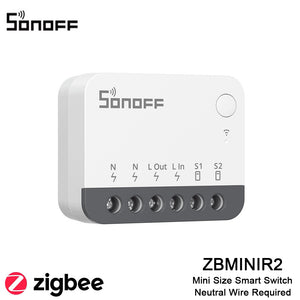 SONOFF ZBMINIR2 ZigBee 3.0 Smart Light Switch AC110V 220V 10A MAX Load Extreme Zigbee Smart Switch Zigbee Hub Required Interruptor Inteligente Voice Control with Alexa & Google Home Neutral Line Required Smart Home Device