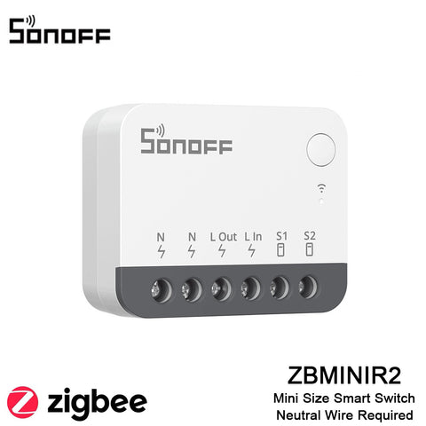 SONOFF ZBMINIR2 ZigBee 3.0 Smart Light Switch AC110V 220V 10A MAX Load Extreme Zigbee Smart Switch Zigbee Hub Required Interruptor Inteligente Voice Control with Alexa & Google Home Neutral Line Required Smart Home Device