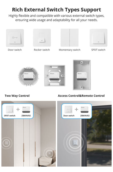 SONOFF ZBMINIR2 ZigBee 3.0 Smart Light Switch AC110V 220V 10A MAX Load Extreme Zigbee Smart Switch Zigbee Hub Required Interruptor Inteligente Voice Control with Alexa & Google Home Neutral Line Required Smart Home Device