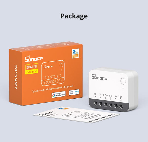 SONOFF ZBMINIR2 ZigBee 3.0 Smart Light Switch AC110V 220V 10A MAX Load Extreme Zigbee Smart Switch Zigbee Hub Required Interruptor Inteligente Voice Control with Alexa & Google Home Neutral Line Required Smart Home Device