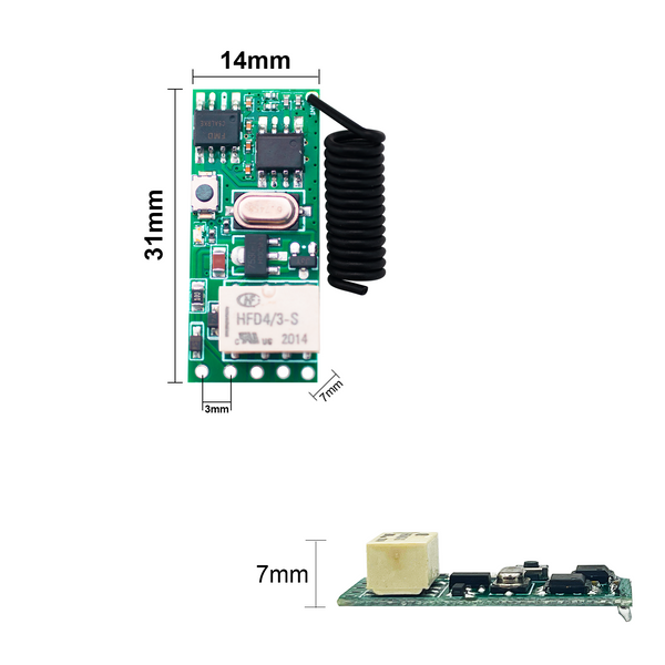 KR1201MINI2-V05B Mini Relay Remote control DC3V 5V 9V 12V 24V ALL compatible Dry contact 2A load current RF 433MHz Remote control switch