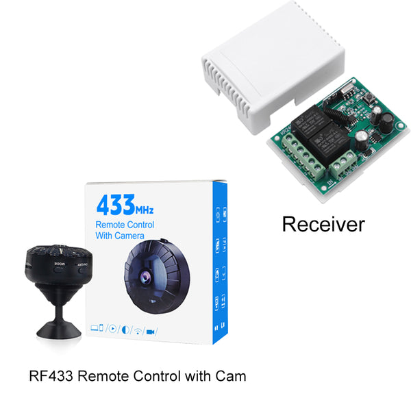 QIACHIP KT-CAM ewelink RF433 Remote control with cam forward and reverse motor switch DC 5V 9V 12V 36V 48V 60V 2 Channel 10A relay Garage doors, roller shutters, electric curtains, DC motors controller,wifi remote control transmitter and Received