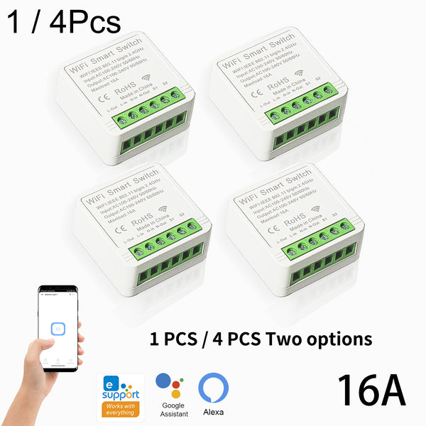 KR2301 Wifi Smart Switch Mini Type 16A Relay Compatible with Alexa And Google Home App for Remote Control, Voice Control, DIY Mode, Delay Function, LAN Control Without a Hub, 2-Way Smart Circuit Breaker, Ewelink Home Automation Timer Schedule.