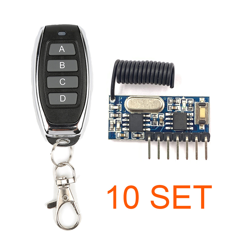 4-Button Wireless Remote Control Switch Receiver Kit for LED Light