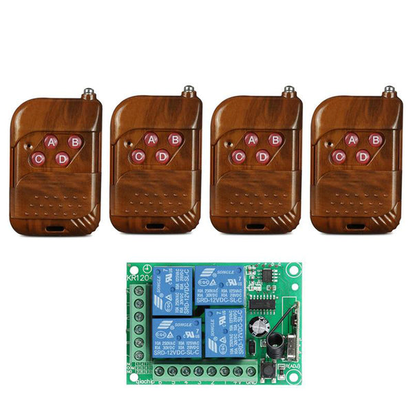 QIACHIP 433Mhz Universal Wireless Remote Control Switch DC12V 4CH relay Receiver Module and RF Transmitter 433 Mhz Remote Controls KR1204&KT02/KT01