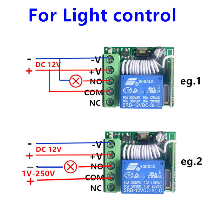 QIACHIP 12V momentary 1-CH wireless relay Remote 433Mhz receiver