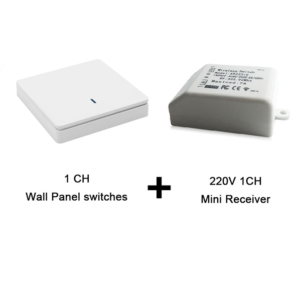 QIACHIP high quality mini Wireless switch universal AC 85-265V 1CH relay Wireless Remote Control Receiver 433.92 MHz KR8601-1w+KR2201E