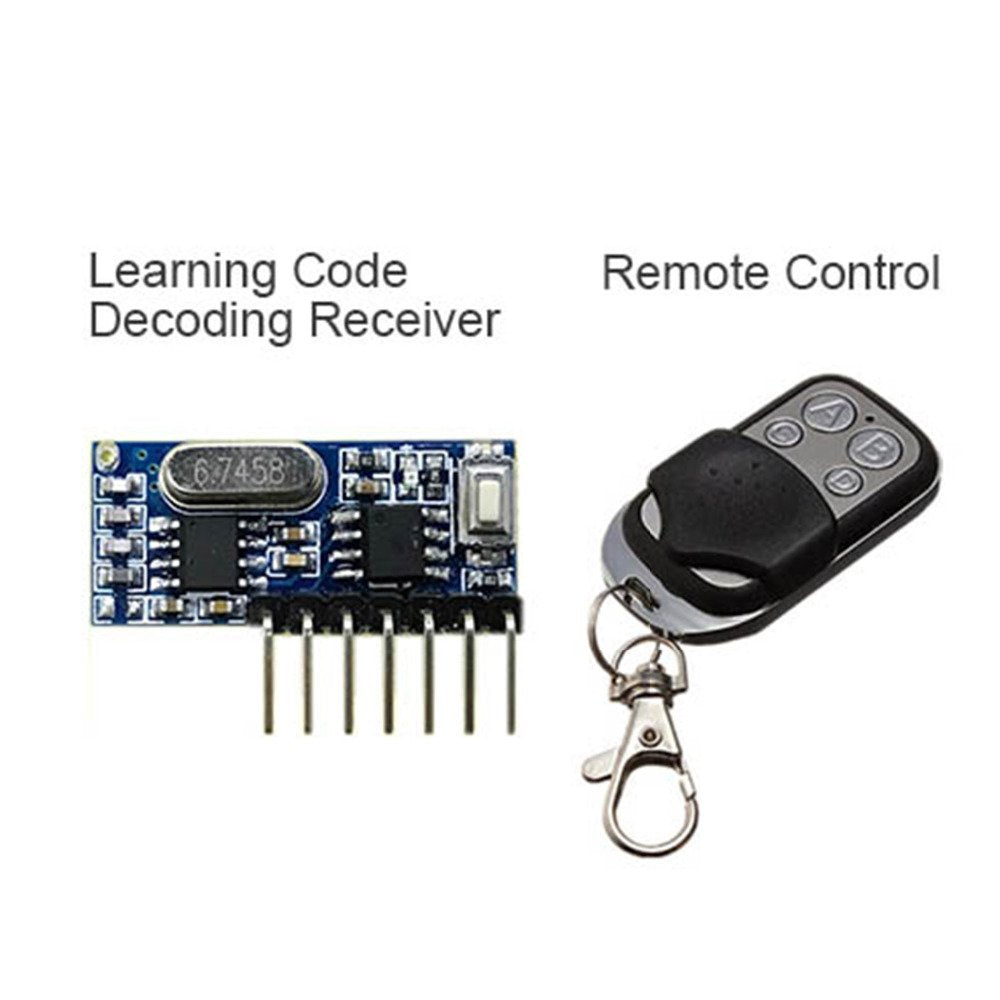 QIACHIP RF 433 mhz transmitter 4 button remote control and receiver circuit module kit fixed ev1527 decoding learning code 4CH output with learning diy RX480E-4A &KT16/KT01/KT02