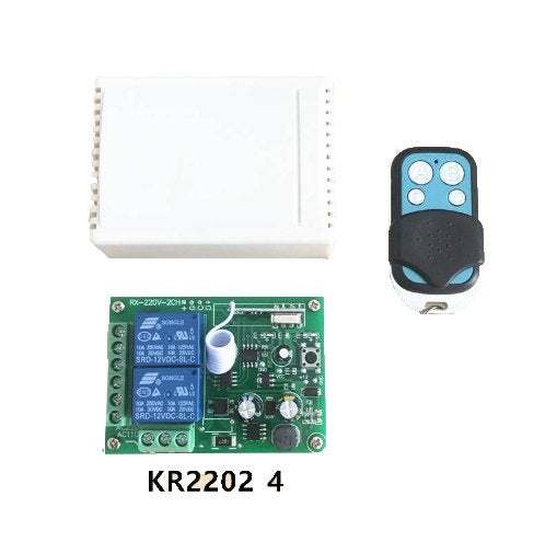 Wireless Remote Control Switch AC 250V 110V 120V 220V 230V 2-Channels Relay Receiver Module and RF 433 Mhz Remote Controls QIACHIP KR2202-4&KT01/KT05