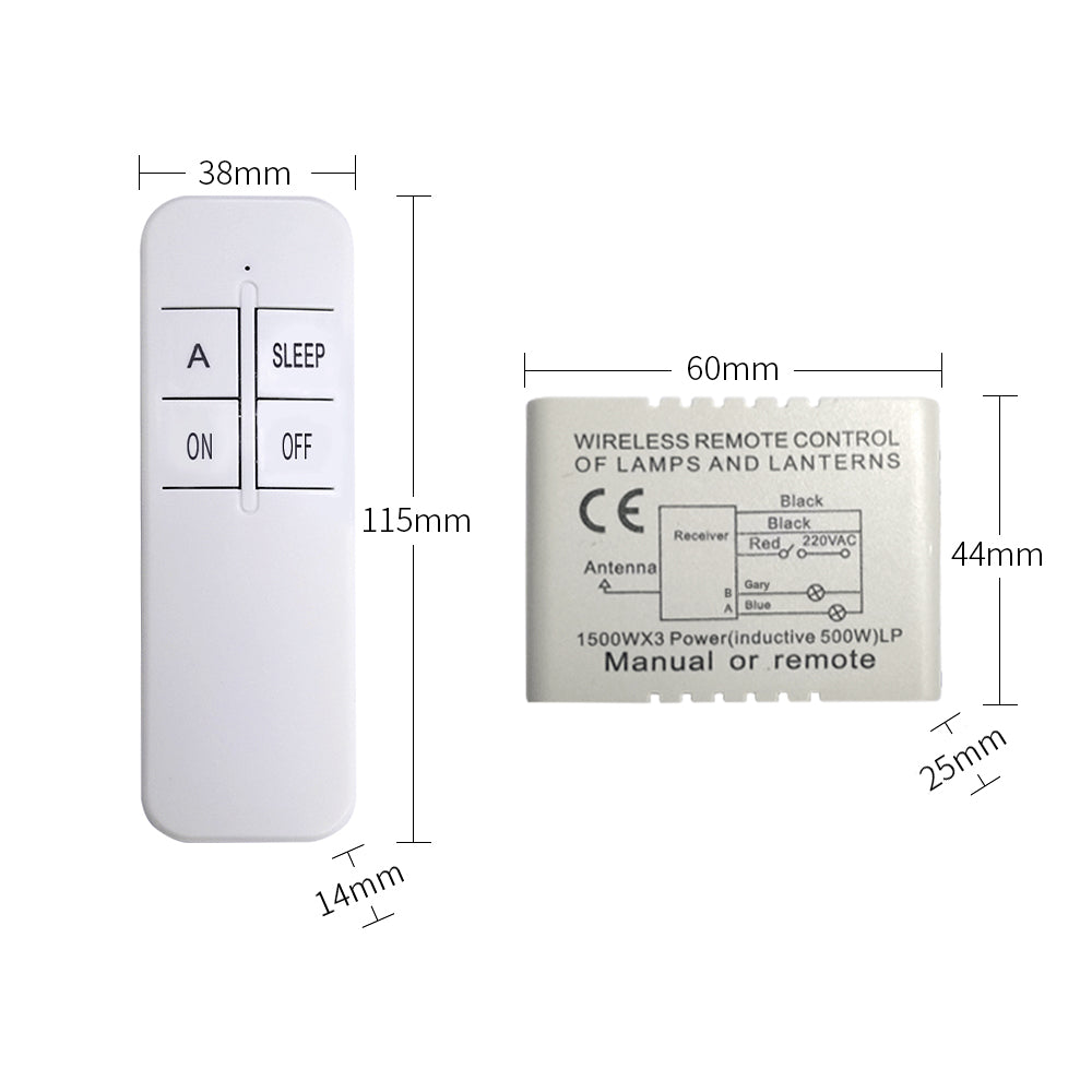 Qiulaofu Wireless RF Remote Control Light Switch AC 110V/120V/240V 30A  984FT 1CH Relay Receiver for Factory Farm Office Exhaust Fan Ceiling Lamp