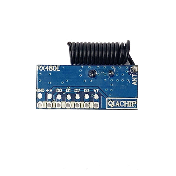 QIACHIP RX480E-4 4CH 4 Channel RF Wireless receiver Module ( without Pin) 433Mhz 1527 Learning Encoding Module For Light Relay Motor