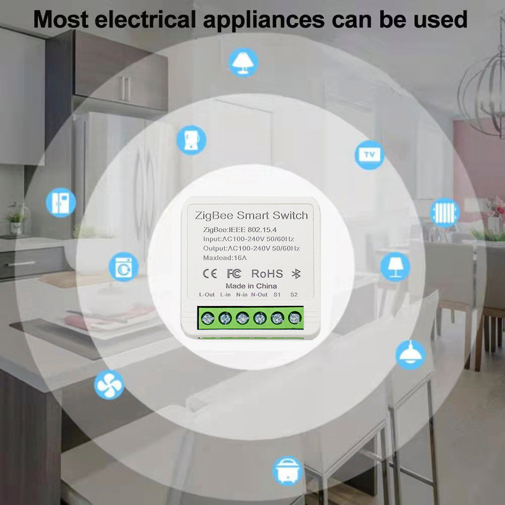 Yueyang ZigBee Mini DIY Smart Switch, app-bediening, ZigBee3.0 Protocol, compatibel met Tuya ZBBridge/Hub Voice Control via Alexa/Google Home (1 Yueyang ZigBee Mini DIY Smart Switch, app-bediening, ZigBee3.0 Protocol, compatibel met Tuya ZBBridge/Hub Voice Control via Alexa/Google Home (1
