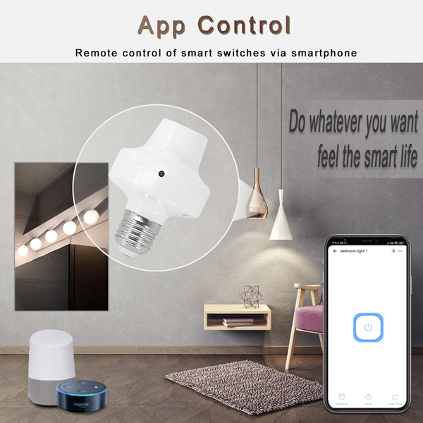 DT07 QIACHIP ZIGBEE Smart Lamp Holder E27 LED Light Bulbs Adapter ZigBee Light Socket Via eWelink App Voice Control Alexa Google Home