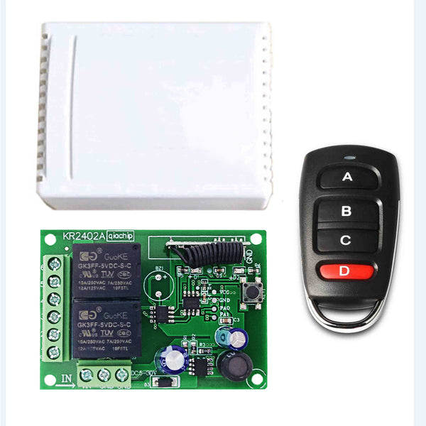 Qiachip DC6-30V 2CHANNEL RECEIVER INSTRUCTION Relay Circuit Receiver Module  433MHz DIY Wireless Receiver Remote Control Switch and RF Remote Controls Switch No Disturb Light Door Control KR2402A &KT16