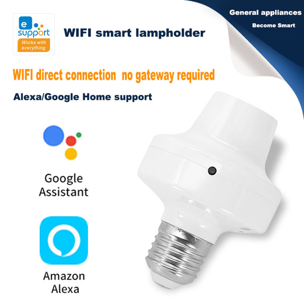 WiFi Smart Lamp Holder Remote Control Light Socket E26 E27 Bulb Socket Adapter, eWeLink APP Remote Timing, Compatible with Alexa and Google(Wi-Fi + 2.4G)